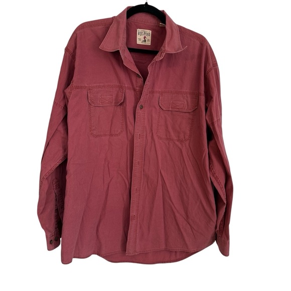 RedHead Men's Casual Button Down Shirt - Red - Picture 1 of 9